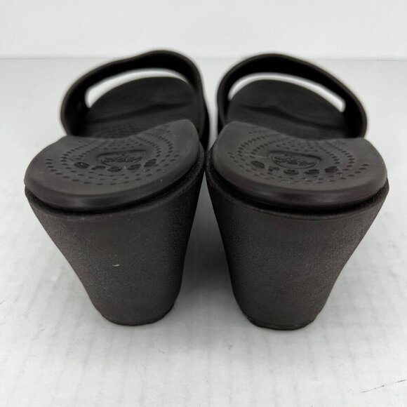 Crocs Womens Kadee Black Solid Wedge Heeled Rubber Slip-On Size 8 Mule Sandals - Picture 5 of 9